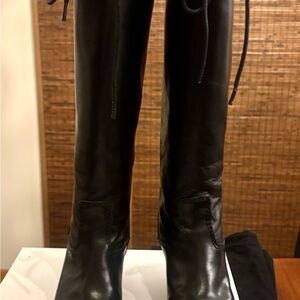Elegant Black Leather Knee-High Boots